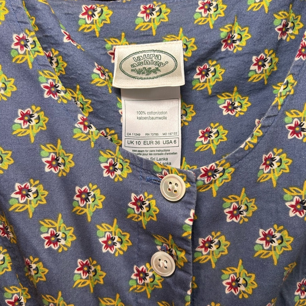 Vintage Laura Ashley Blue Floral Button-Down Maxi Dress Sz 10 UK/6 US - Picture 4 of 10